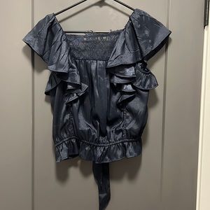 Anthropologie NWT Blue back tie top